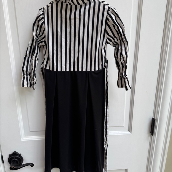 Cozi Kidz 3T Girls Black and White Stripe Long Sleeve Collared Shirt Dress - Picture 8 of 8